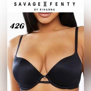 Savage X Fenty - Ladies, Core Microfiber T-Shirt Bra - Black Caviar. Size: 42G.